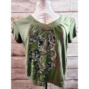 APPROPRIATE BEHAVIOR Army Green w Silver & Black Butterflys 4X (26/28W)